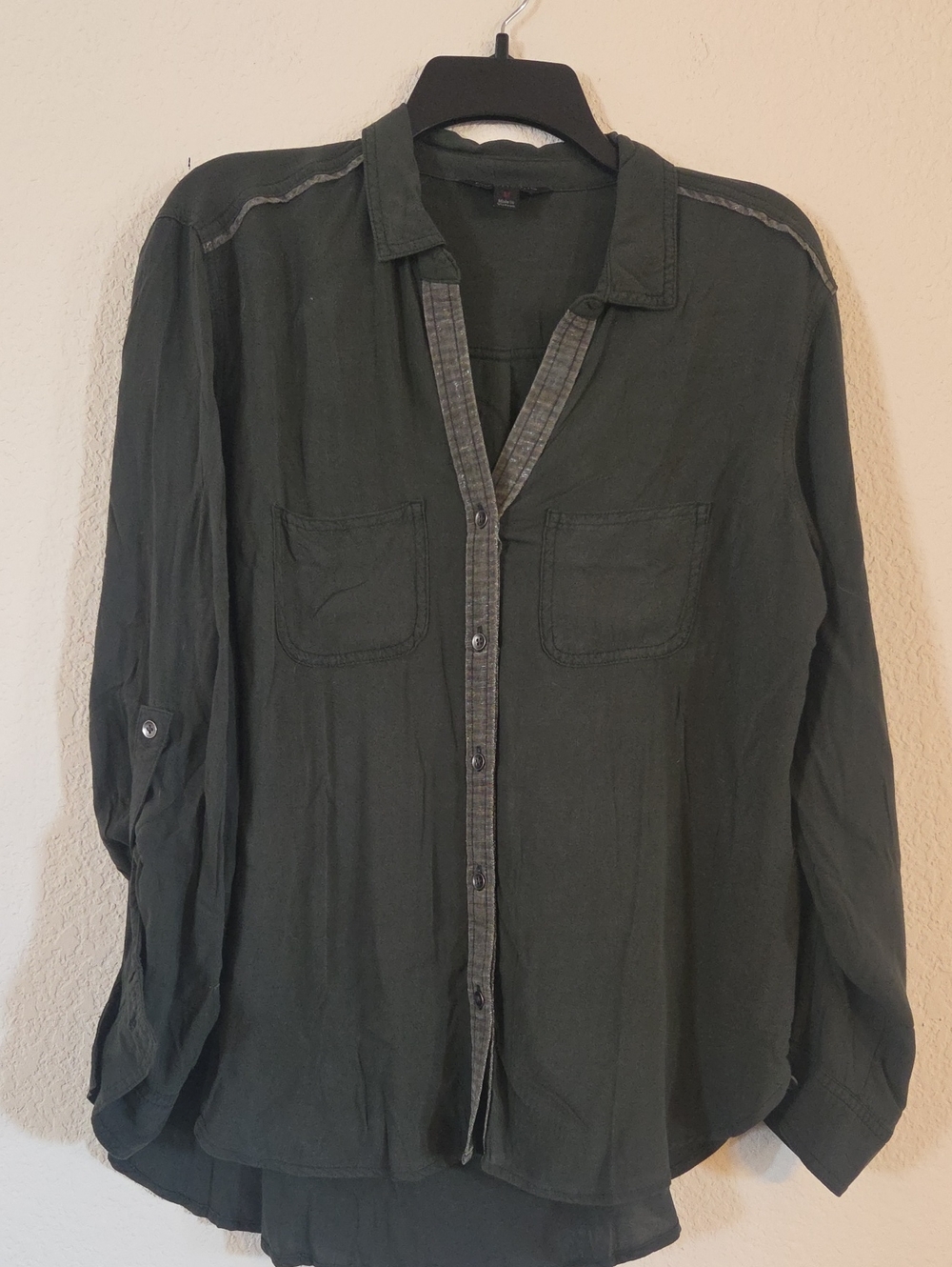 Rock & Republic Dark Olive Green Button-Front Shirt